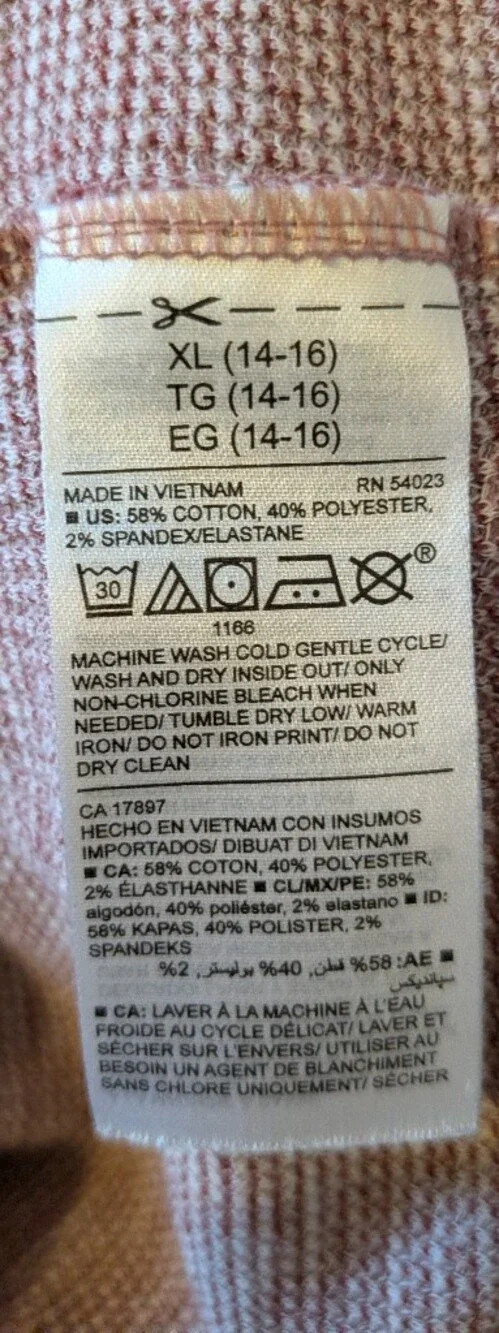 Old Navy Boys XL 14/16 Burgundy Waffle Knit Thermal Henley